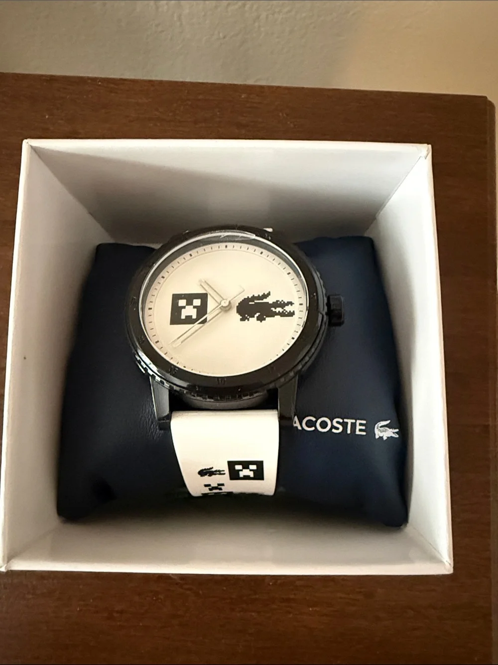 Lacoste White Dial Watch with Black Accents